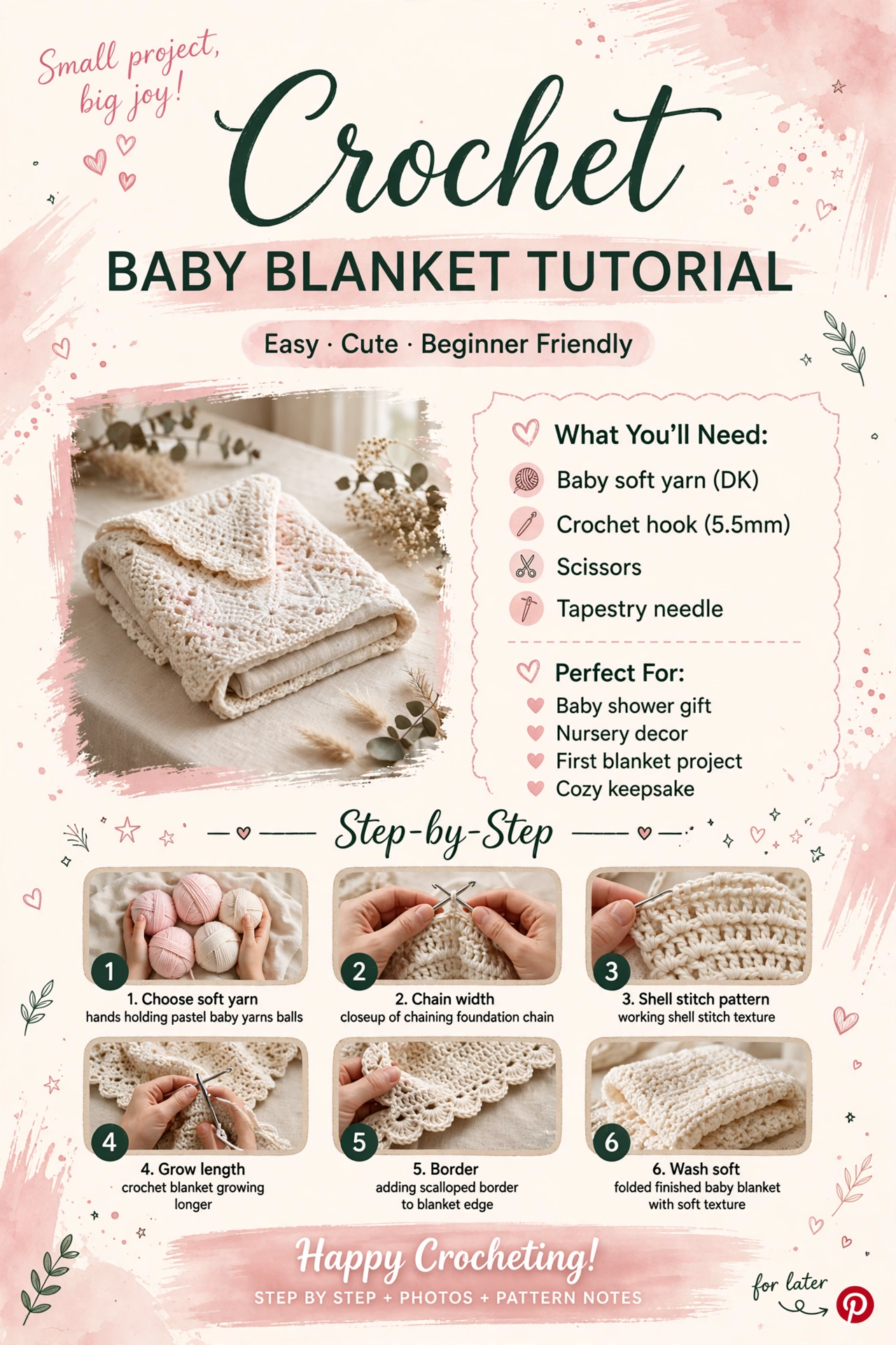 Easy Crochet Baby Blanket Pattern for Beginners | Sara Rain Crochet